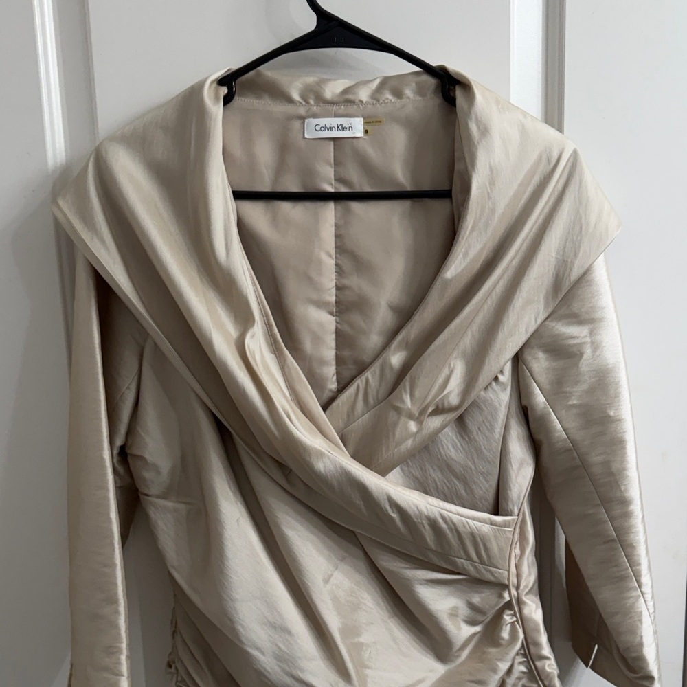 Calvin Klein Women's Beige Draped Wrap Top